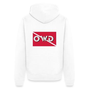 owd diver flag Taucher Tauchen - Unisex Premium Bio Zip Hoodie - Weiß - Hinten - Thijin (182cm)