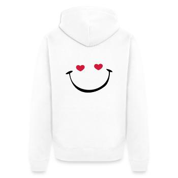 lachendes Gesicht - Unisex Premium Bio Zip Hoodie - Weiß - Hinten - Thijin (182cm)