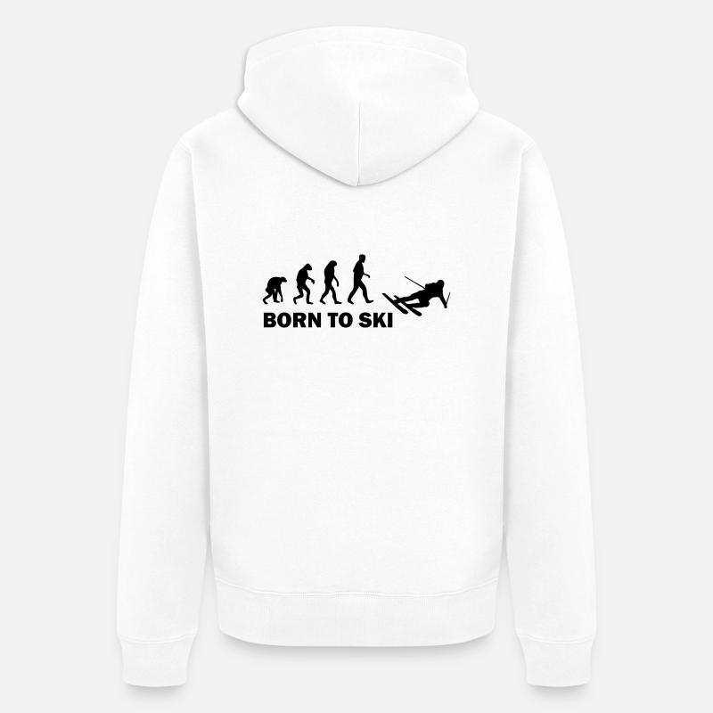 born to ski - Veste à capuche bio Premium Unisexe - blanc
