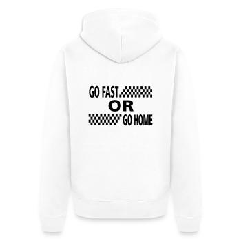 go fast or go home - Unisex Premium Bio Zip Hoodie - Weiß - Hinten - Thijin (182cm)