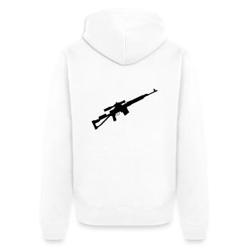 Scharfschütze Sniper Gewehr - Unisex Premium Bio Zip Hoodie - Weiß - Hinten - Thijin (182cm)