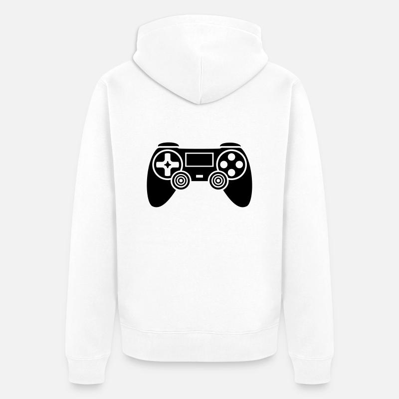 gaming_controller__f1 - Veste à capuche bio Premium Unisexe - blanc