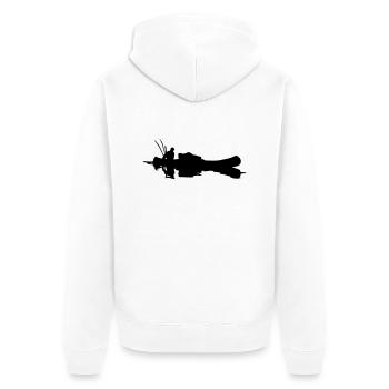 angler_im_kanu - Unisex Premium Bio Zip Hoodie - Weiß - Hinten - Thijin (182cm)