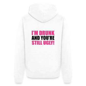Drunk - Unisex Premium Bio Zip Hoodie - Weiß - Hinten - Thijin (182cm)