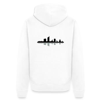 Skyline Leipzig - Unisex Premium Bio Zip Hoodie - Weiß - Hinten - Thijin (182cm)