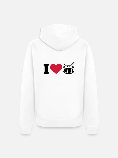 I love Drum - Unisex Premium Organic Zip Hoodie - white