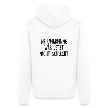 Ne Umarmung - Unisex Premium Bio Zip Hoodie - Weiß - Hinten - Thijin (182cm)