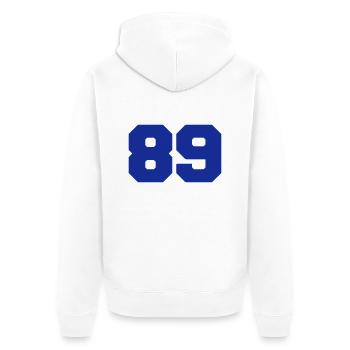 89, Zahlen, Nummer, Rückennummer - Unisex Premium Organic Zip Hoodie - white - Back - Thijin (182cm)
