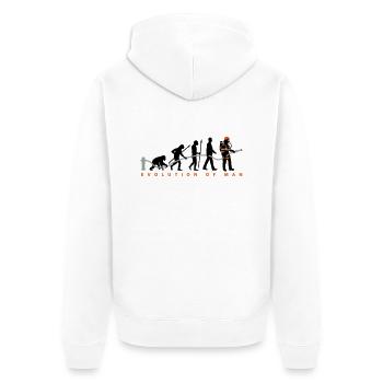 evolution_feuerwehrmann_032015_c_3c - Unisex Premium Bio Zip Hoodie - Weiß - Hinten - Thijin (182cm)