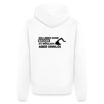 ein leben ohne bagger - Unisex Premium Bio Zip Hoodie - Weiß - Hinten - Thijin (182cm)