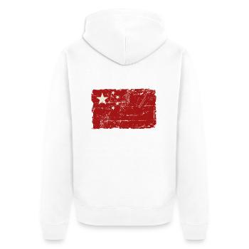 China Vintage Flag - Unisex Premium Bio Zip Hoodie - Weiß - Hinten - Thijin (182cm)