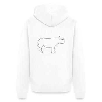 Nashorn - Rhino - Unisex Premium Bio Zip Hoodie - Weiß - Hinten - Thijin (182cm)