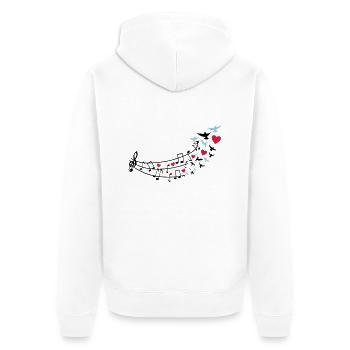 love_music_noten2 - Unisex Premium Bio Zip Hoodie - Weiß - Hinten - Thijin (182cm)