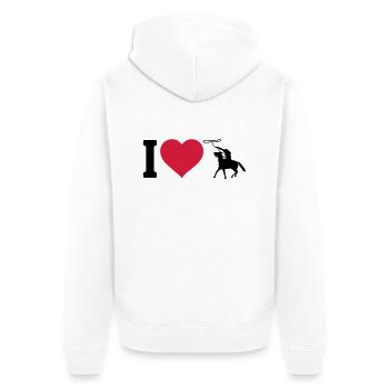 J'aime l'équitation western - Veste à capuche bio Premium Unisexe - blanc - Dos - Thijin (182cm)