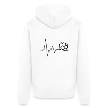 herzschlag fussball - Unisex Premium Bio Zip Hoodie - Weiß - Hinten - Thijin (182cm)