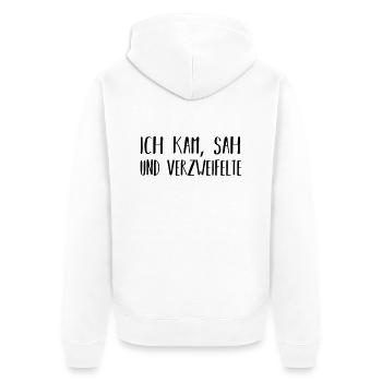 ich kam, sah und verzweifelte - Unisex Premium Bio Zip Hoodie - Weiß - Hinten - Thijin (182cm)
