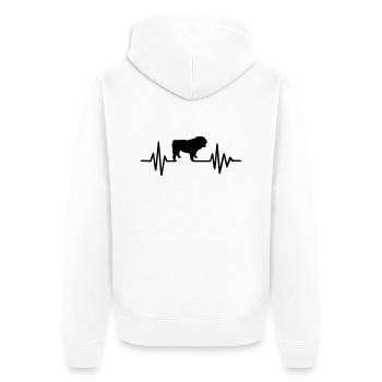 Englische Bulldogge - Unisex Premium Bio Zip Hoodie - Weiß - Hinten - Thijin (182cm)
