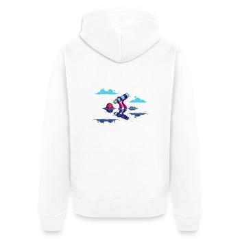 Octocurious by night - Unisex Premium Bio Zip Hoodie - Weiß - Hinten - Thijin (182cm)