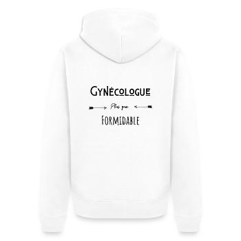 Gynécologue plus que formidable humour citation - Veste à capuche bio Premium Unisexe - blanc - Dos - Thijin (182cm)