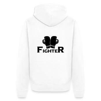 fighter - Unisex Premium Bio Zip Hoodie - Weiß - Hinten - Thijin (182cm)