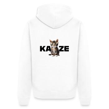 Katze - Für alle die Katzen lieben und das Zeigen - Unisex Premium Bio Zip Hoodie - Weiß - Hinten - Thijin (182cm)