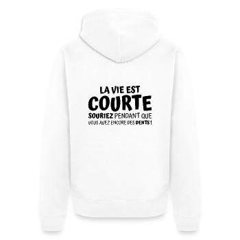 La vie est courte / citations drôles - Veste à capuche bio Premium Unisexe - blanc - Dos - Thijin (182cm)