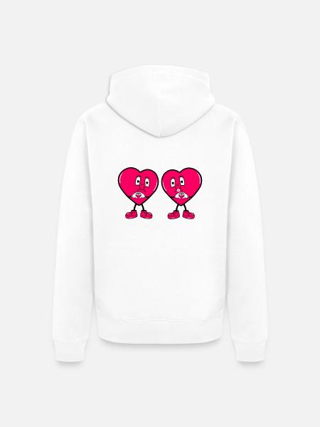 Comic Hearts Love - Unisex Premium Organic Zip Hoodie - white