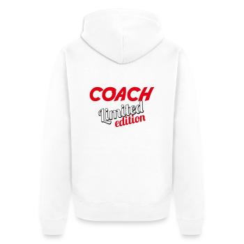 COACH LIMITIERTE AUFLAGE - Unisex Premium Bio Zip Hoodie - Weiß - Hinten - Thijin (182cm)