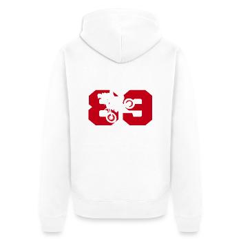 Moto 89 biker - Unisex Premium Organic Zip Hoodie - white - Back - Thijin (182cm)
