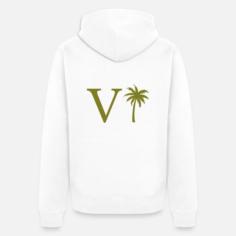 Lettre v vert Palm - Veste à capuche bio Premium Unisexe - blanc
