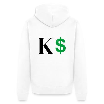 Buchstabe k Dollar - Unisex Premium Bio Zip Hoodie - Weiß - Hinten - Thijin (182cm)