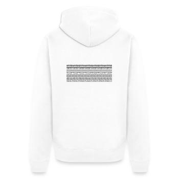 Lass mich in Ruhe versteckte Botschaft genervt - Unisex Premium Bio Zip Hoodie - Weiß - Hinten - Thijin (182cm)
