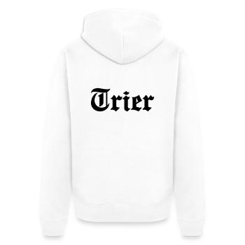 Trier - Unisex Premium Organic Zip Hoodie - white - Back - Thijin (182cm)