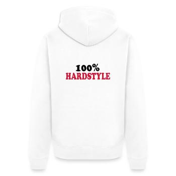 Hardstyle - Unisex Premium Bio Zip Hoodie - Weiß - Hinten - Thijin (182cm)