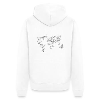 Weltkarte - Unisex Premium Bio Zip Hoodie - Weiß - Hinten - Thijin (182cm)