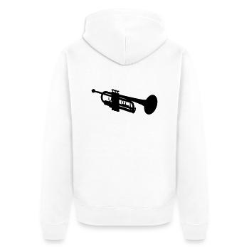 Trompete Silhouette - Unisex Premium Bio Zip Hoodie - Weiß - Hinten - Thijin (182cm)