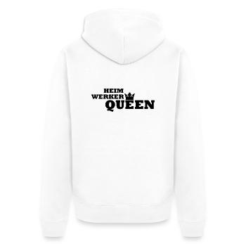 Heimwerker Queen - Unisex Premium Bio Zip Hoodie - Weiß - Hinten - Thijin (182cm)