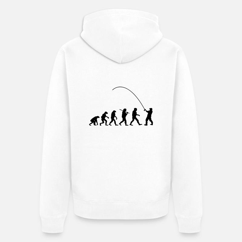 Evolution pecheur - Veste à capuche bio Premium Unisexe - blanc
