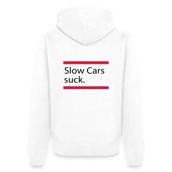 Auto - Unisex Premium Bio Zip Hoodie - Weiß - Hinten - Thijin (182cm)