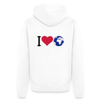 J'adore notre planète protection l'environnement - Veste à capuche bio Premium Unisexe - blanc - Dos - Thijin (182cm)