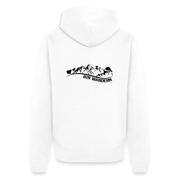 bin wandern - Unisex Premium Bio Zip Hoodie - Weiß - Hinten - Thijin (182cm)
