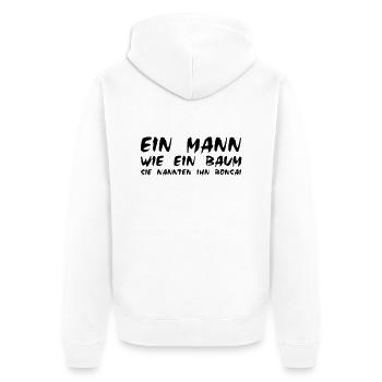 Ein Mann wie ein Baum. Sie nannten ihn Bonsai. - Unisex Premium Bio Zip Hoodie - Weiß - Hinten - Thijin (182cm)