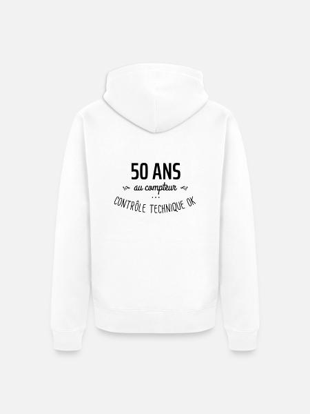 50 ans au compteur - Veste à capuche bio Premium Unisexe - blanc