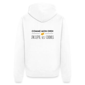 Comme mon ordi j'accepte les cookies - Veste à capuche bio Premium Unisexe - blanc - Dos - Thijin (182cm)