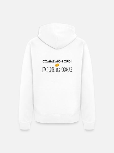 Comme mon ordi j'accepte les cookies - Veste à capuche bio Premium Unisexe - blanc