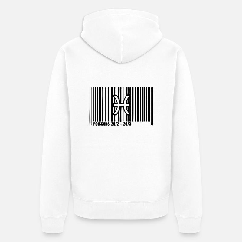 poissons signe astrologique code barre - Veste à capuche bio Premium Unisexe - blanc