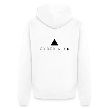 CYBERLIFE Triangle - Unisex Premium Bio Zip Hoodie - Weiß - Hinten - Thijin (182cm)