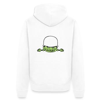 wand mauer gesicht kopf soldat tarnmuster krieg ar - Unisex Premium Bio Zip Hoodie - Weiß - Hinten - Thijin (182cm)