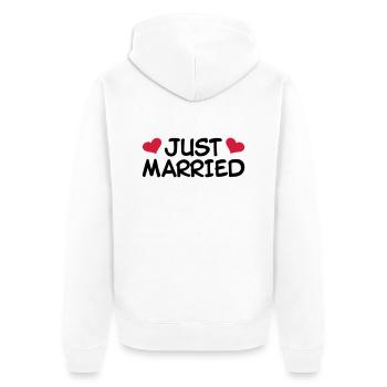 Just Married Hochzeit - Unisex Premium Bio Zip Hoodie - Weiß - Hinten - Thijin (182cm)