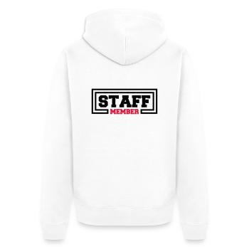 Staff Member Friends Team Staff Crew Logo - Unisex Premium Organic Zip Hoodie - white - Back - Thijin (182cm)